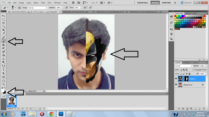 Select Brush Tool, change foreground color to White & start applying it on the image