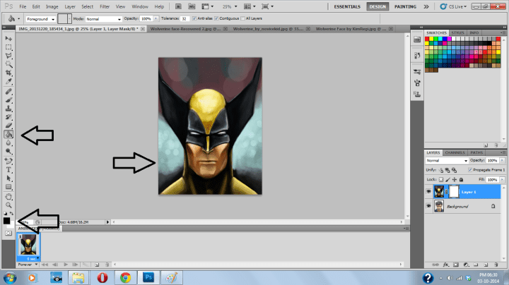 Select Paint Bucket Tool, Black foreground color & apply