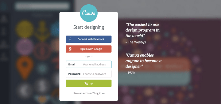 Canva Sign Up Screen