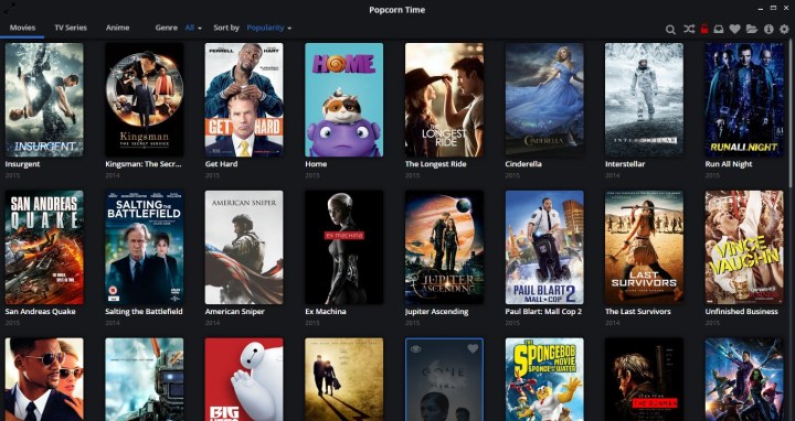 Popcorn Time Dashboard